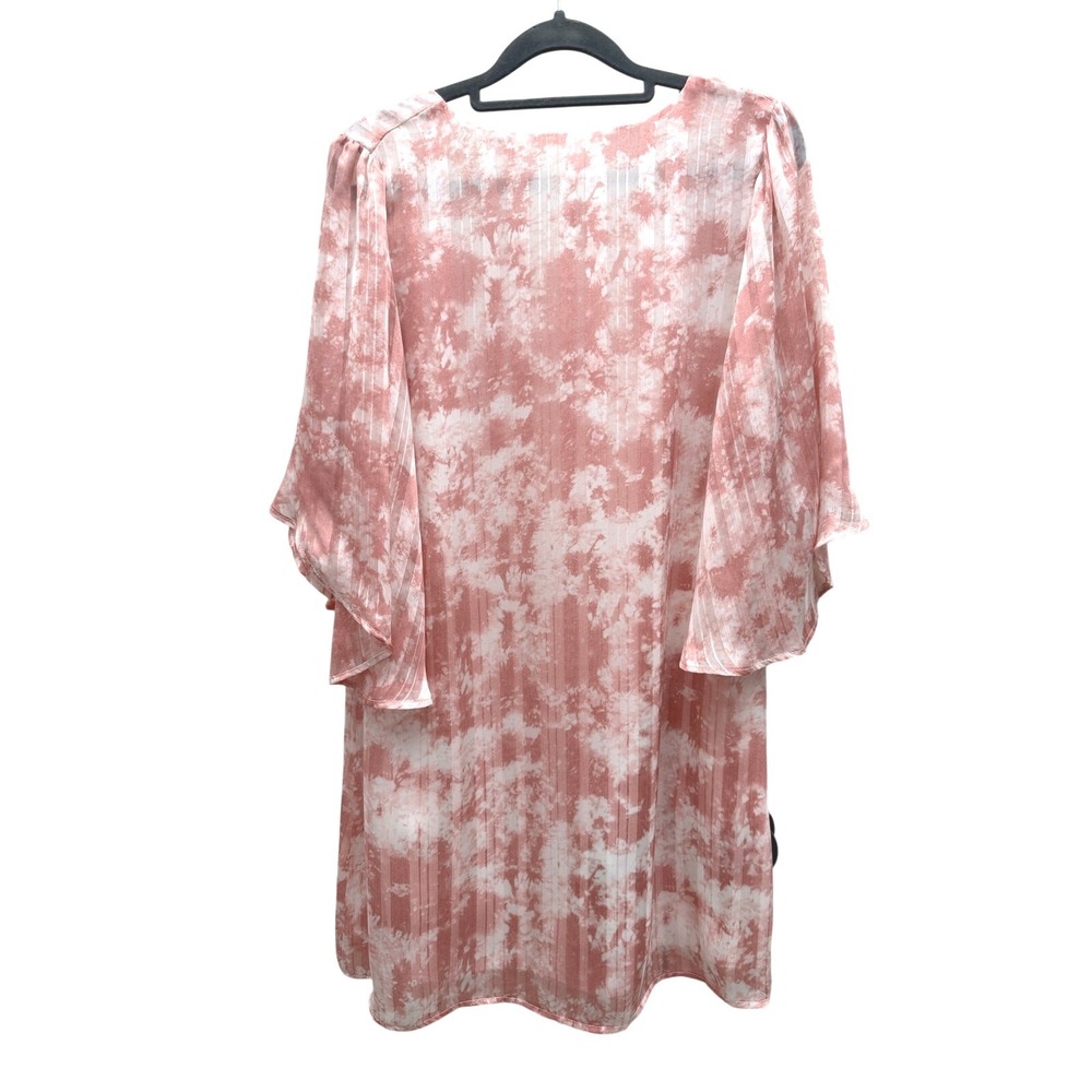 Tyche Shift Dress Tie Dye V-Neck Pink White Size Small Flutter Sleeve Mini - Picture 3 of 5